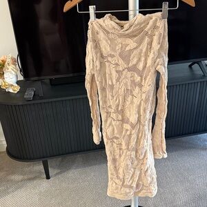 Elegant Beige Lace Dress
